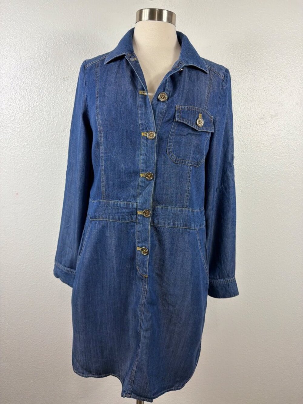 Tommy Hilfiger Denim Shirt Dress Button Front Lyocell Size 8 (NWOT) - Picture 2 of 16